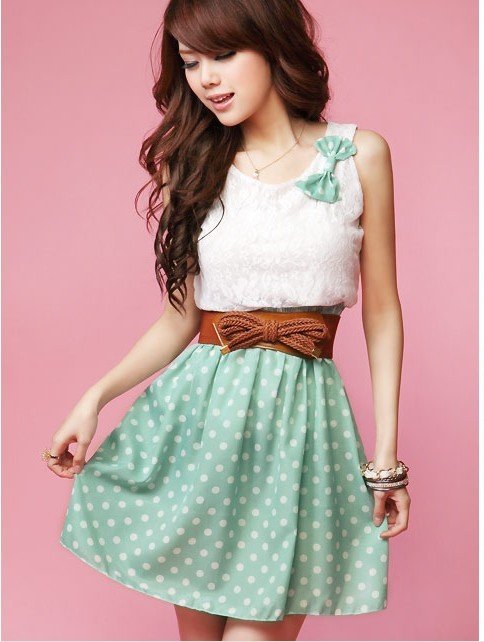 2012 spring summer new Sweetsexy women lace vest dress - green(no belt)#10368