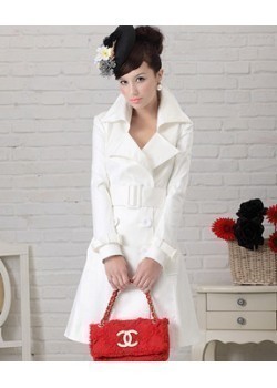 2012 spring white large lapel double breasted long design for women jacket's coat