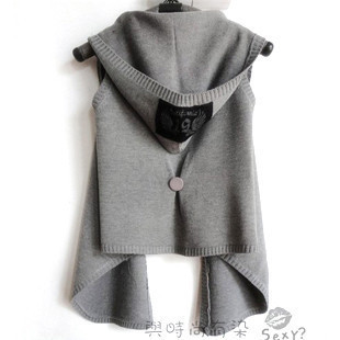 2012 spring women's all-match sleeveless vest hooded outerwear sweater no button vest sweater