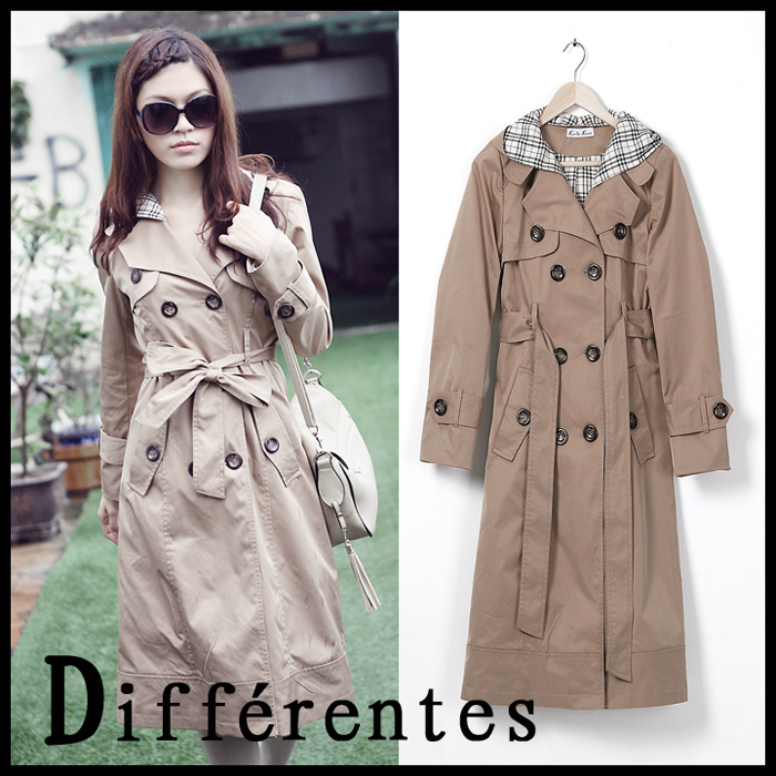 2012 spring women's long design gentlewomen slim double breasted quality trench overcoat outerwear