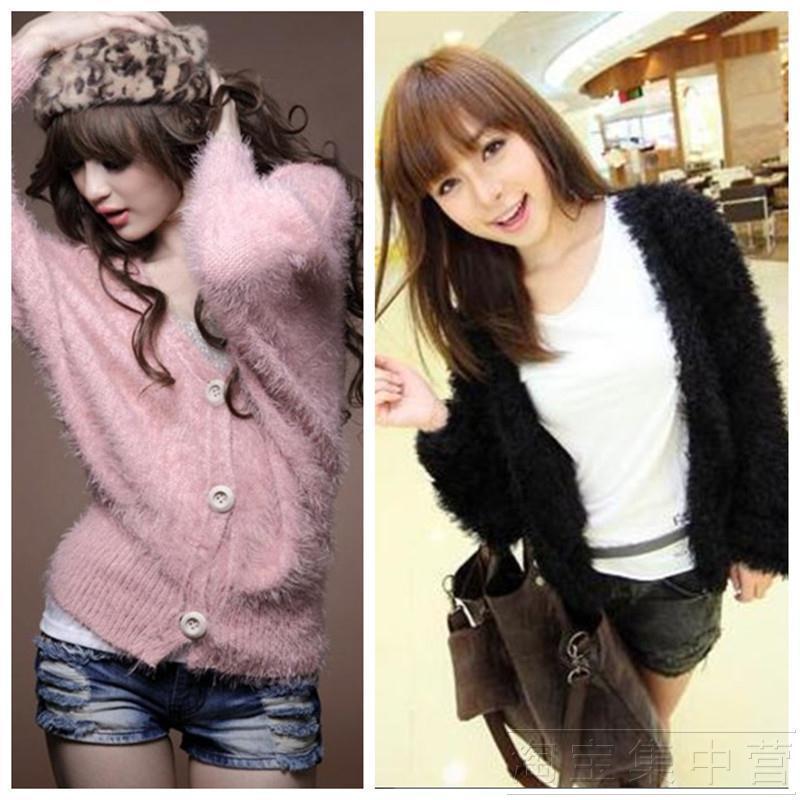 2012 spring women's mohair plush loose cardigan outerwear batwing shirt sweater