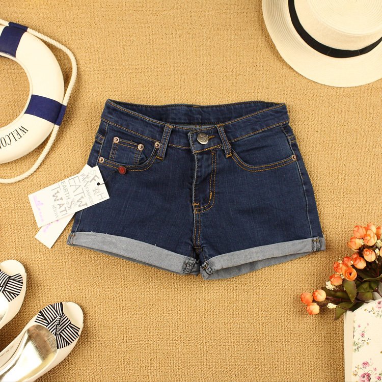2012 spring women's roll-up hem denim shorts plus size thermal trousers casual shorts