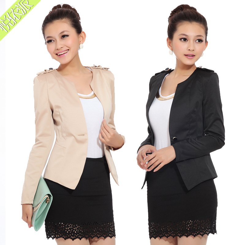 2012 spring women's short jacket women outerwear slim one button blazer