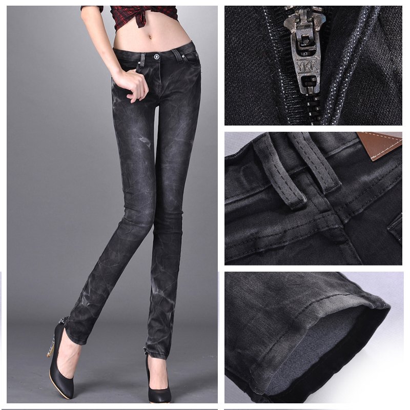 2012 spring women's slim elastic jeans straight pants