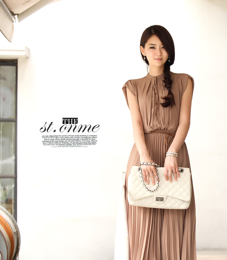 2012 spring women's vintage stand collar ultra long tuck bohemia chiffon dress full dress