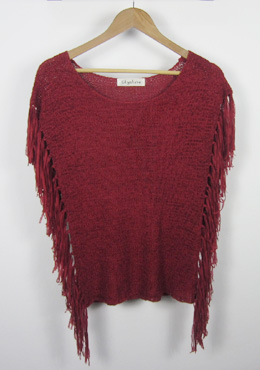 2012 spring women's vintage tassel cape shirt batwing sleeve knitted sweater