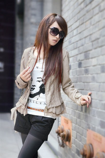 2012 spring zipper slim women's short design outerwear leather clothing