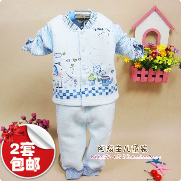 2012 stand collar cardigan child thermal underwear set baby underwear 100% cotton 3 thermal