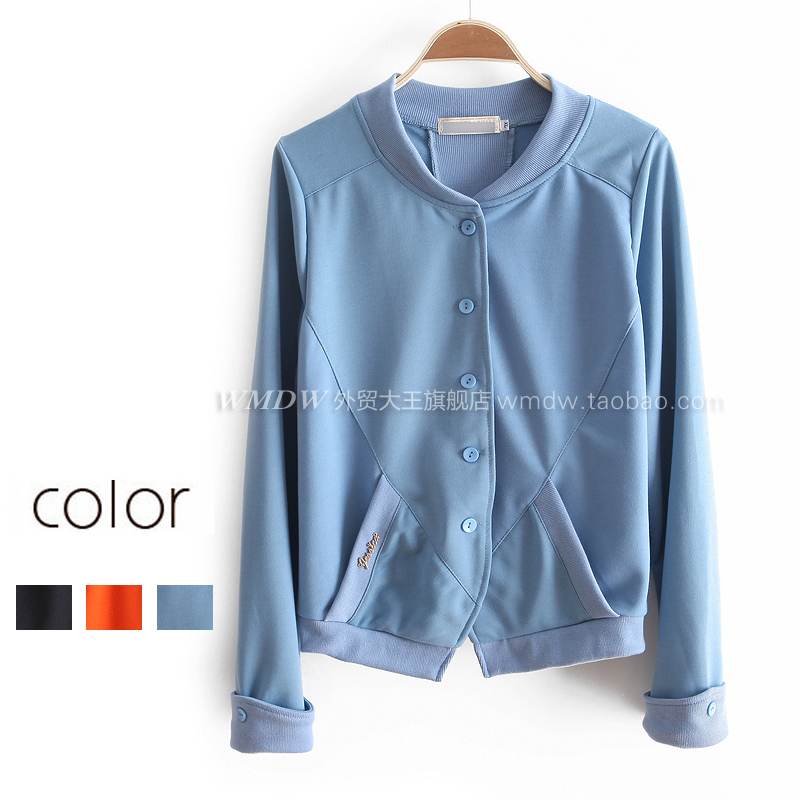 2012 stand collar thread patchwork roll up hem sleeve casual all-match coat ww2666