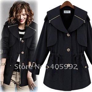 2012 star style personality turn-down collar drawstring slim waist medium-long trench outerwear