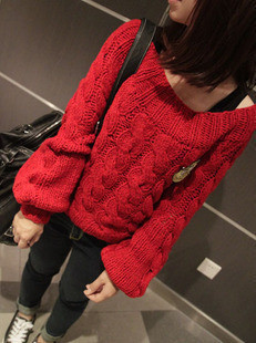 2012 stereo twist set of head show thin lantern sleeve sweater/freeshipping