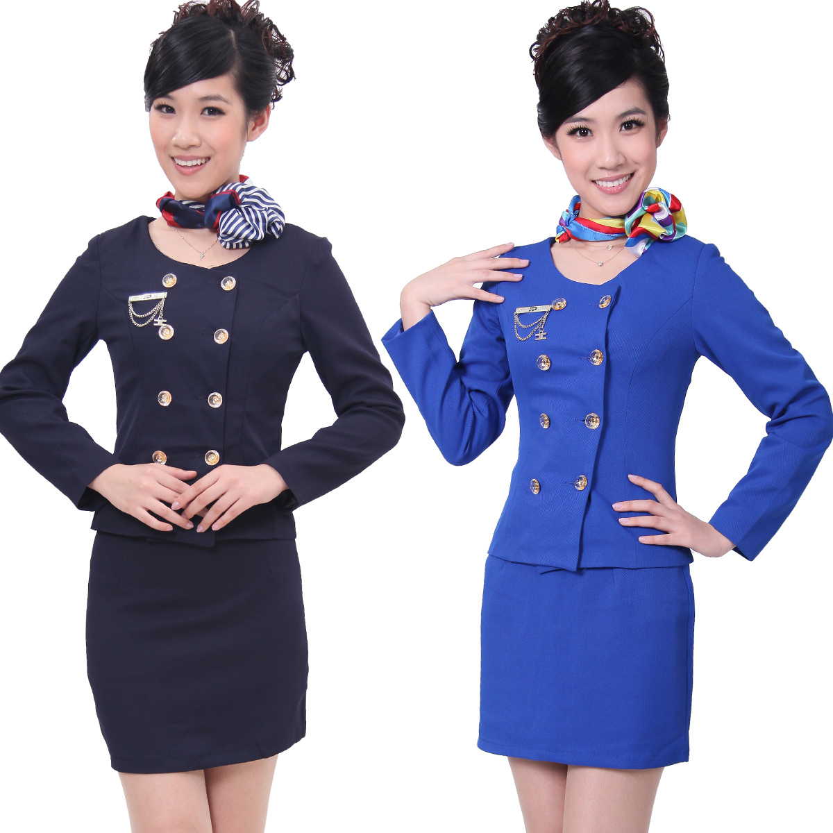 2012 stewardess uniforms set long-sleeve work wear autumn and winter work wear silk scarf
