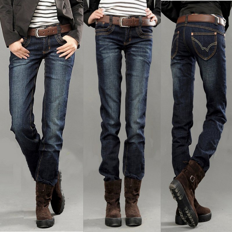 2012 straight jeans female jeans straight trousers straight pants slim plus size female trousers