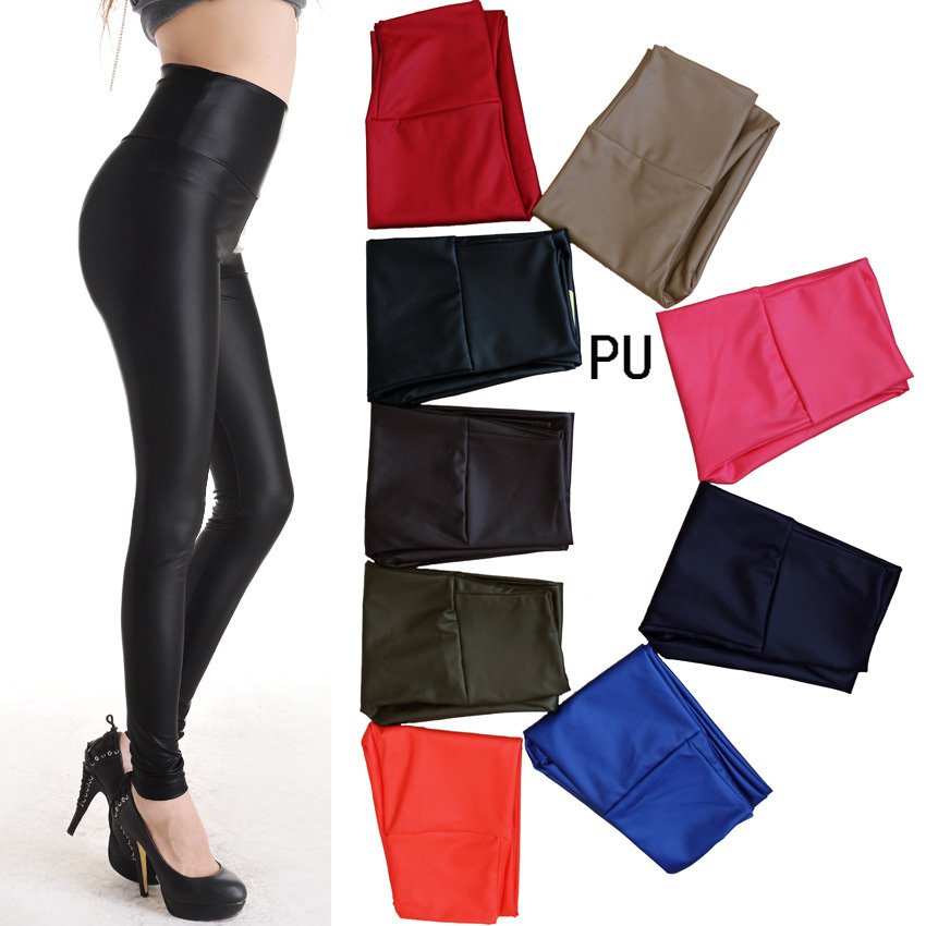 2012 street fashion Europe/America PU leather high waist/rise women leggings/capri pants/trousers/tights,retail