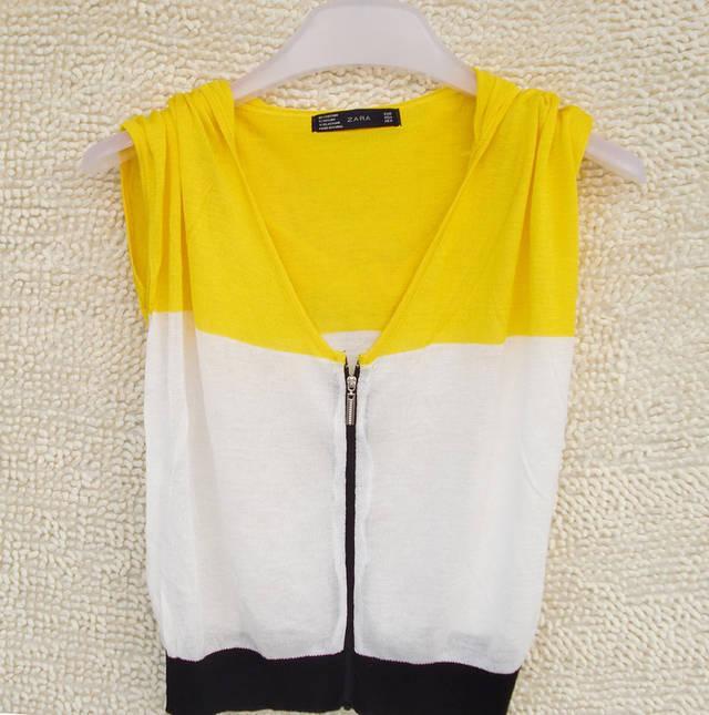 2012 summer body free color block decoration with a hood zipper ultra-thin short design V-neck air conditioning sunscreen