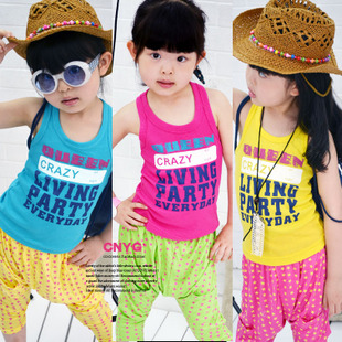 2012 summer boys clothing girls clothing multi-colored queen letter tank sleeveless T-shirt