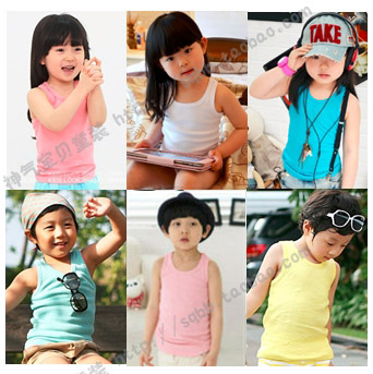 2012 summer candy color all-match boys clothing girls clothing baby tank tx0007