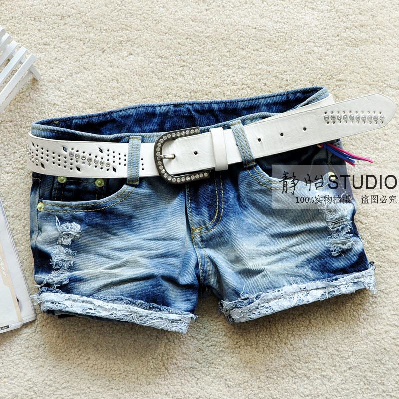 2012 summer casual hole denim shorts jeans lowing single-shorts female thin