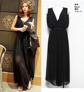 2012 summer chiffon jumpsuit high waist culottes wide leg pants women's long trousers