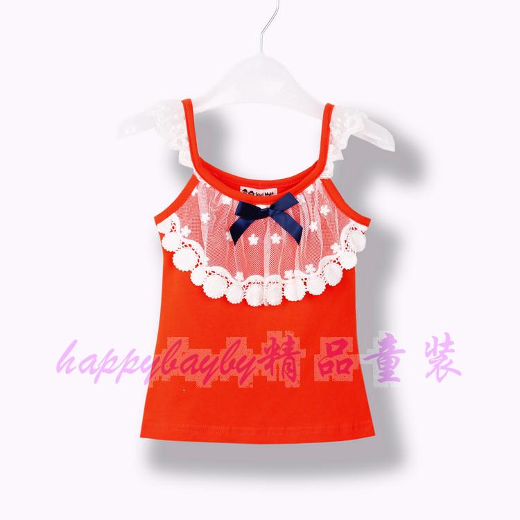 2012 summer child spaghetti strap top baby sleeveless basic shirt child 100% cotton spaghetti strap top girls clothing