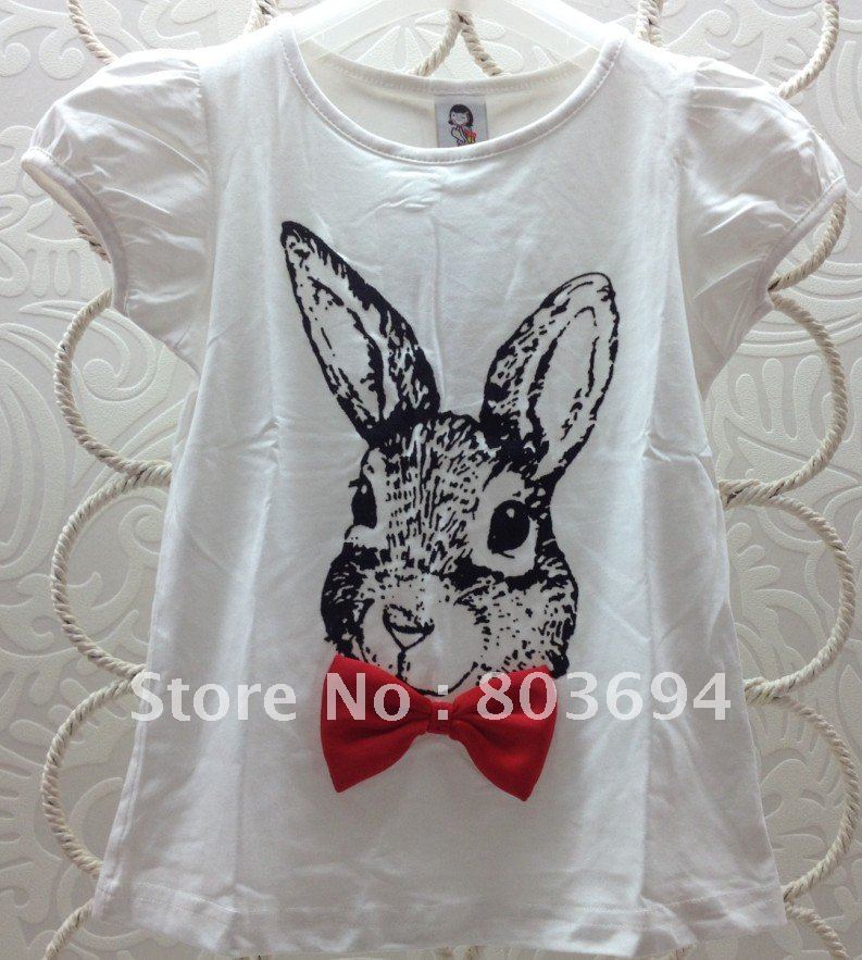 2012 summer child t-shirt children's clothing b2w2 rabbit short-sleeve Tee bw-0019