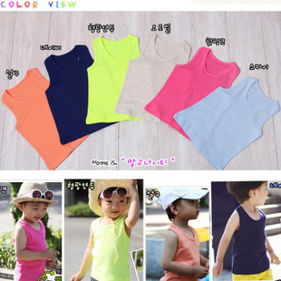 2012 summer children's clothing child girl short-sleeve T-shirt female child boy male child tank