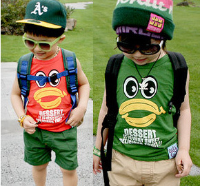 2012 summer children's clothing duck male girls clothing baby child vest sleeveless T-shirt
