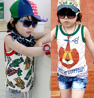 2012 summer children's clothing lion boys clothing girls clothing baby child vest sleeveless T-shirt