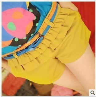 2012 summer colorful candy color ruffle casual shorts fashion solid color shorts