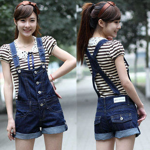 2012 summer dresses denim bib pants female shorts 1011