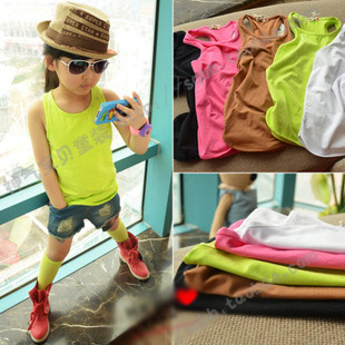 2012 summer embroidery applique 7 candy color male child girls clothing baby tank tx0012