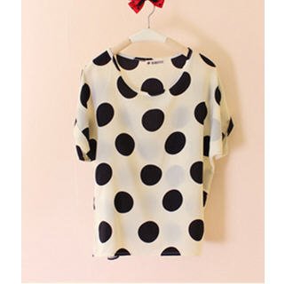 2012 Summer  fashion dots chiffon shirt  short sleeves polka dot  T-shirt women's blouses A074