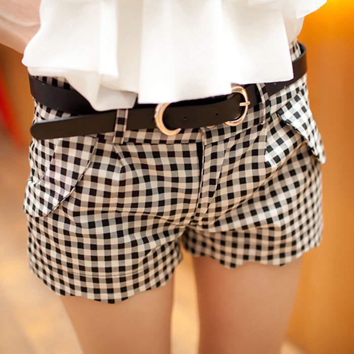 2012 summer fashion vintage trend all-match plaid shorts casual female shorts  PL12061812
