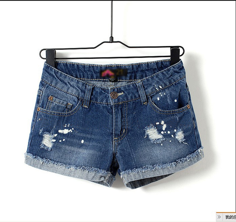 2012 summer fashionable casual water wash distrressed roll-up hem denim shorts female