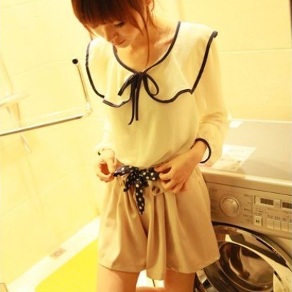 2012 summer female high waist slim short waist of trousers belt lacing button skorts shorts