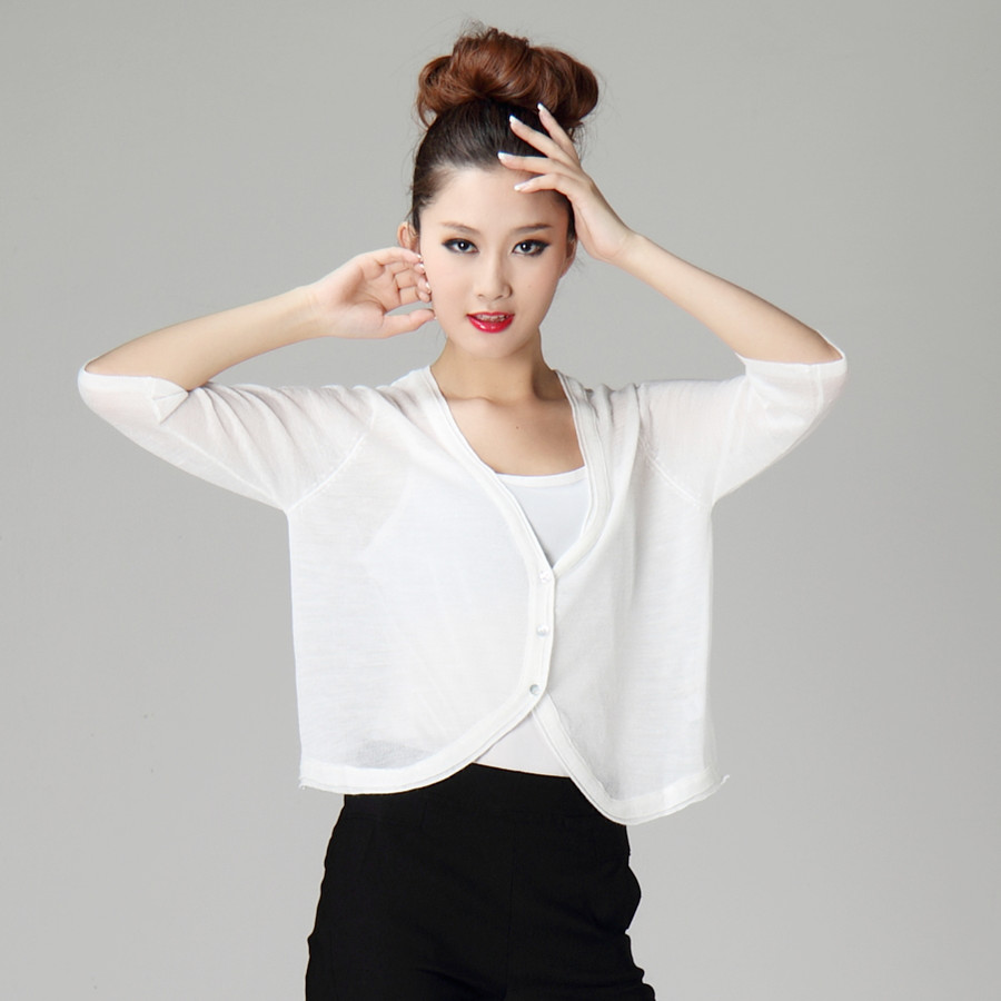 2012 summer female V-neck short design small cardigan high quality thin sweater