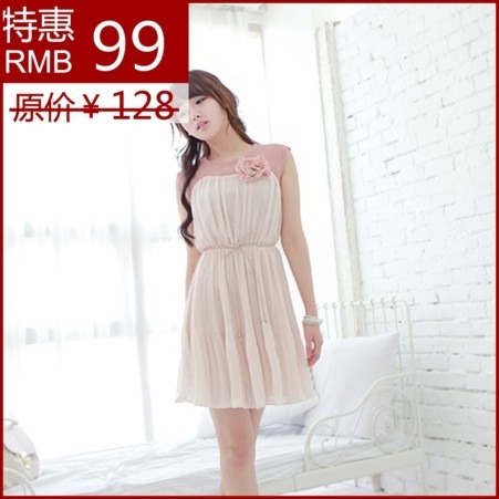 2012 summer gentlewomen tube top slim waist pleated sleeveless one-piece dress tank dress corsage belt