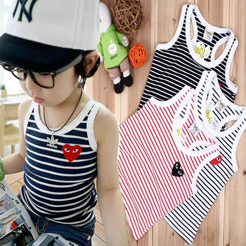 2012 summer love stripe boys clothing girls clothing baby child t-shirt vest