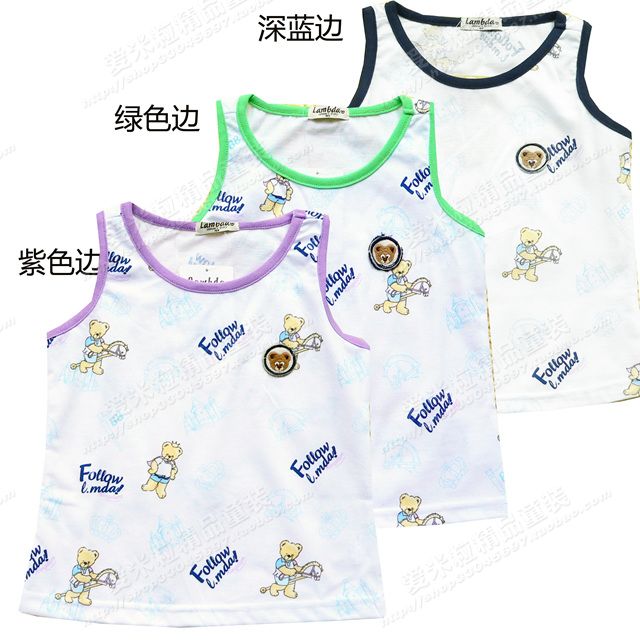 2012 summer male girls clothing bear child cotton 100% T-shirt dx066 sleeveless undershirt
