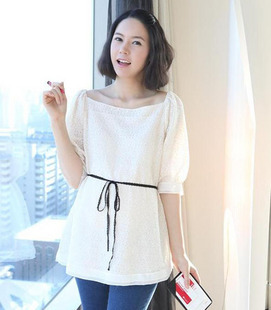 2012 summer maternity clothing fashion maternity dress half sleeve lace lining maternity top