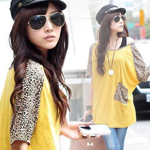 2012 summer maternity clothing maternity t-shirt loose long design top leopard print batwing sleeve 653