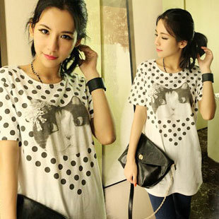 2012 summer maternity clothing maternity t-shirt short-sleeve top loose cat t1226