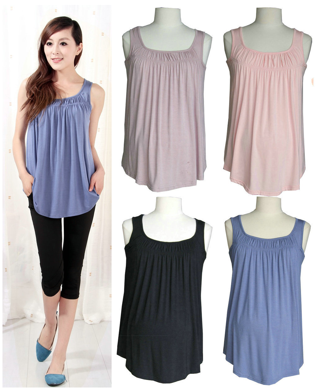 2012 summer maternity clothing modal sleeveless loose maternity basic vest spaghetti strap top 0125
