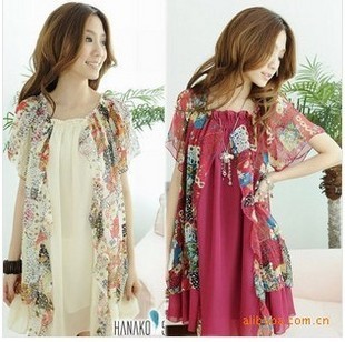 2012 summer maternity clothing plus size mm bohemia chiffon skirt loose style one-piece dress
