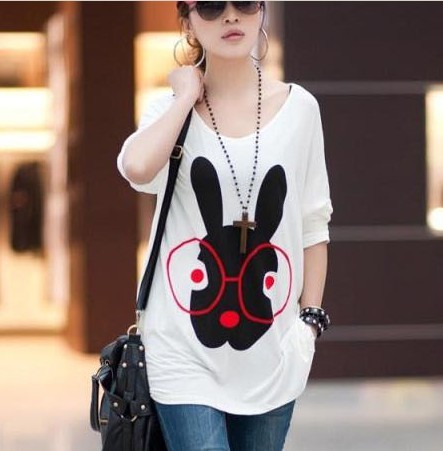2012 summer maternity clothing rabbit glasses fashion plus size maternity o-neck short-sleeve T-shirt z54