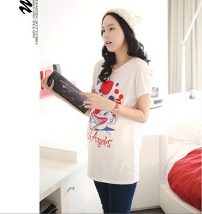 2012 summer maternity new arrival clown smiley loose maternity clothing short-sleeve t-shirt medium-long