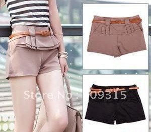 2012 summer new arrival casual pants straight pants Women shorts with belt