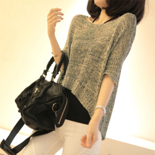2012 summer new arrival women's fashion half sleeve o-neck pullover sweater loose sun protection clothing
