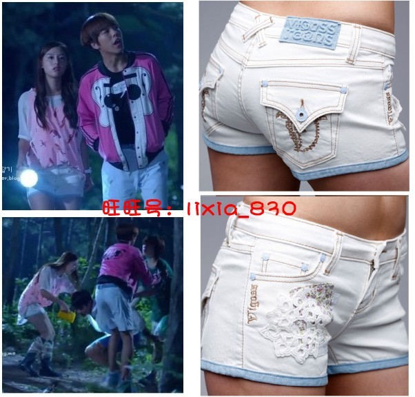 2012  Summer New Fashion Design White Embroidery Women Denim Short Hot Jean Pants Free Shipping