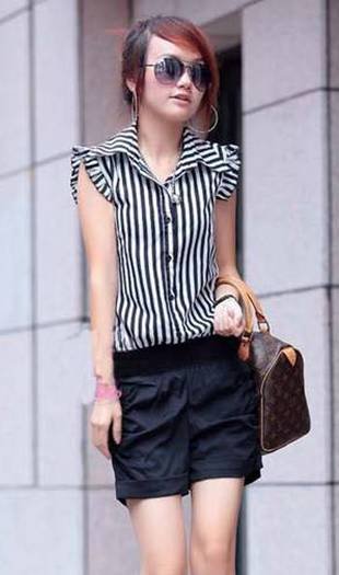 2012 summer new fashion personality striped jumpsuit